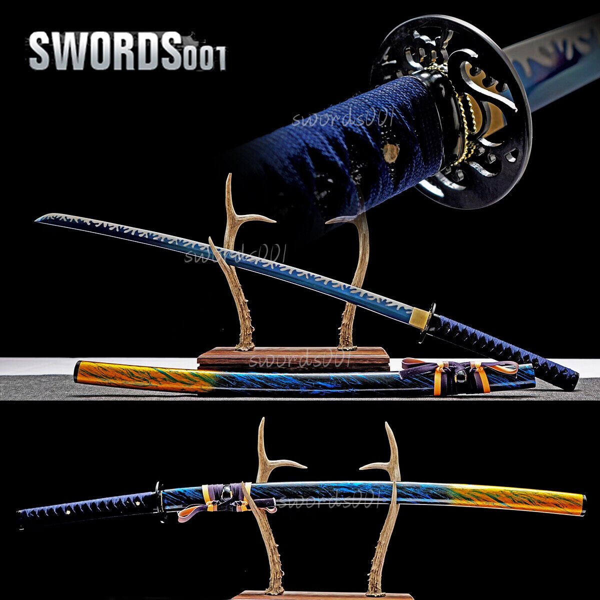gorgeous color scheme japanese samurai sword full tang katana carbon steel blade