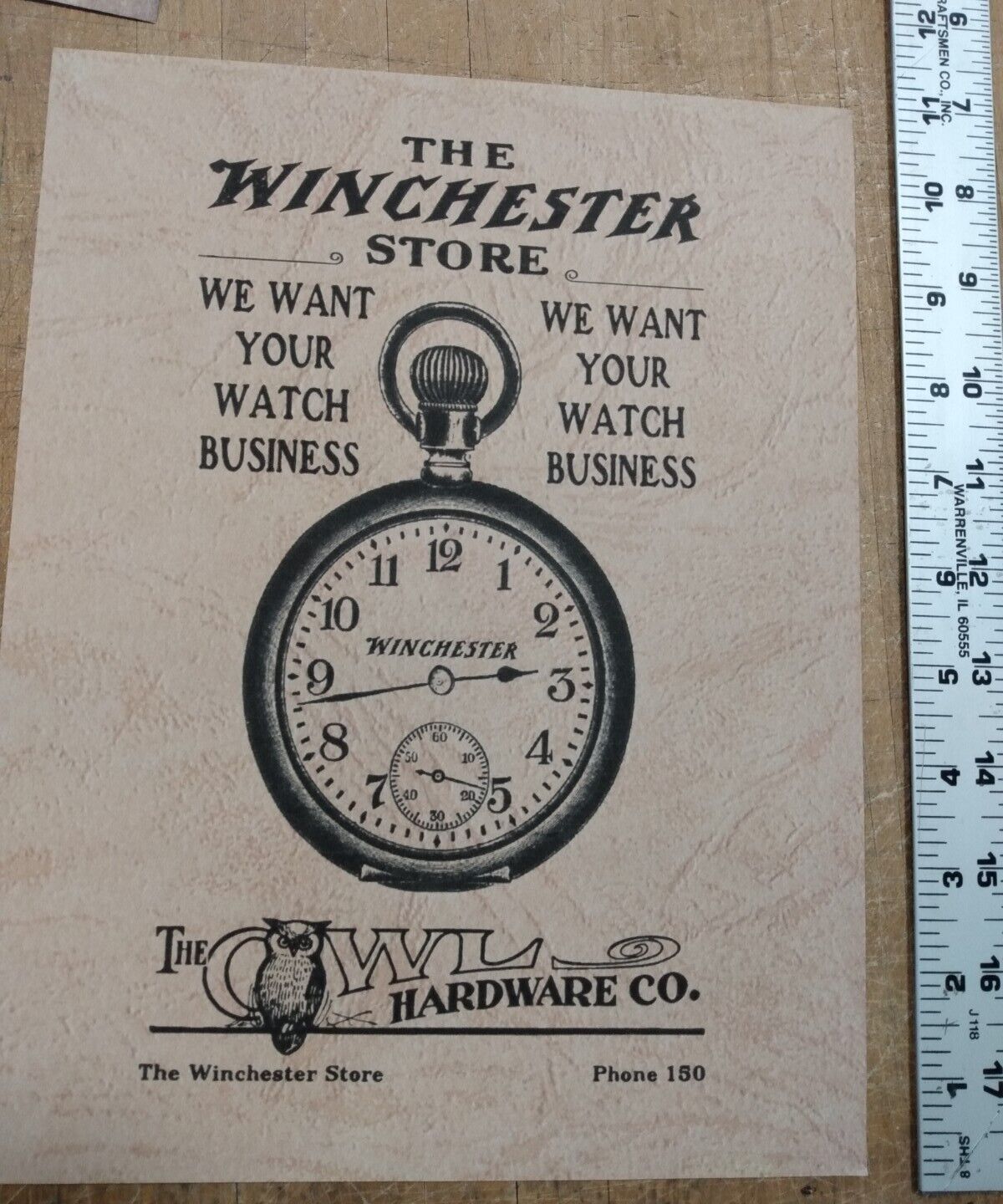 The Winchester Sore Pocket Watch Advertising \