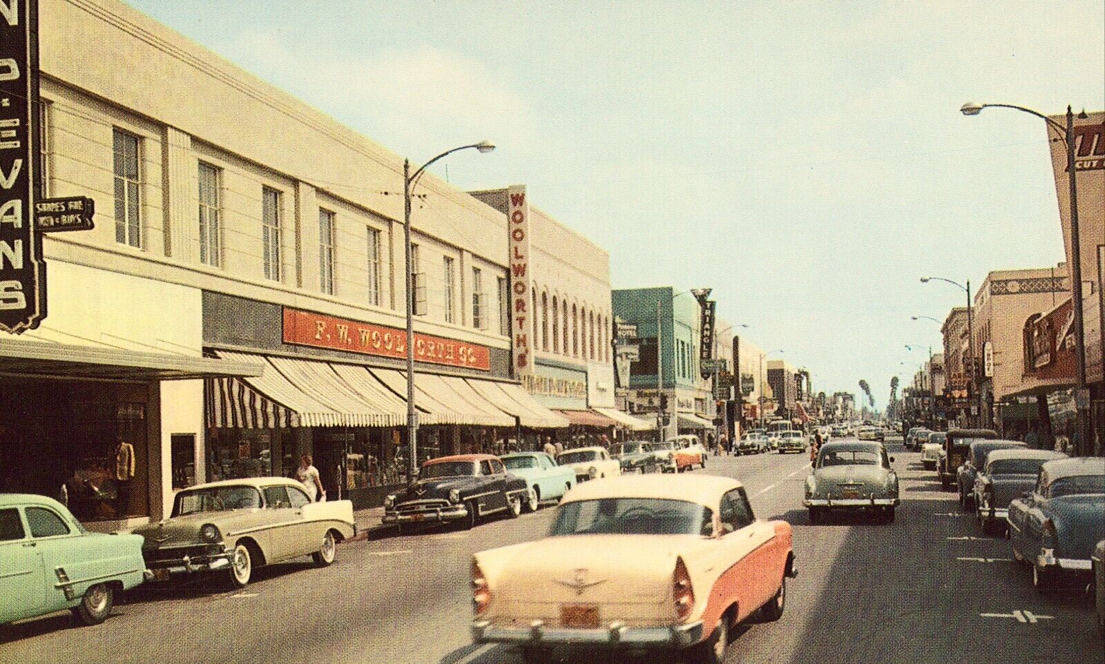 Vintage Postcard - 2nd Street - Pomona, California Old Cars