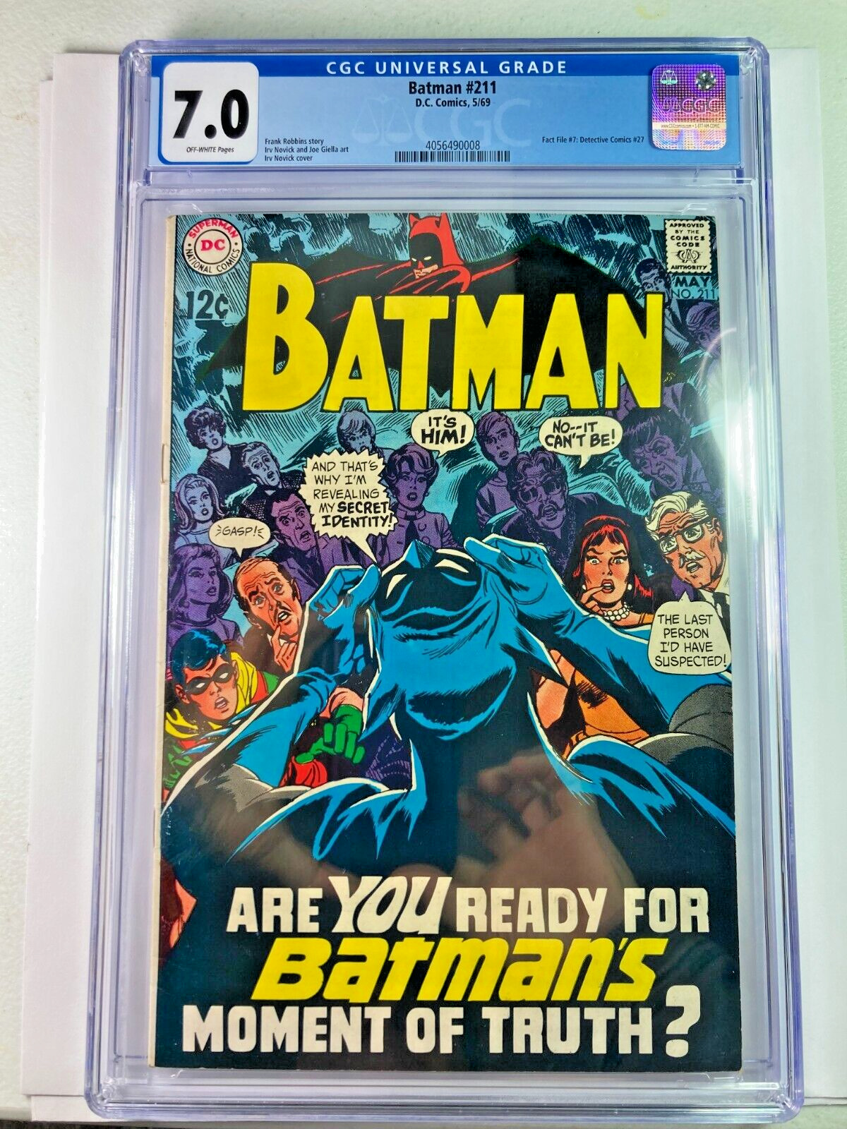 Batman #211, CGC CERT GRADE 7.0, Free Domestic Shipping, My Lot 16150