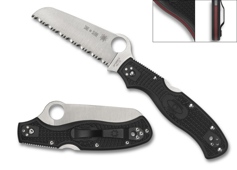 Spyderco Knives 'Thin Red Line' Rescue 3 Stainless C14FSBKRD3 Pocket Knife