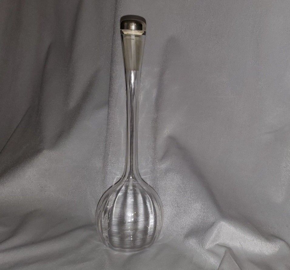 Antique Swirled Clear Glass Barbers Bottle with Gorham Sterling 1805 Stopper