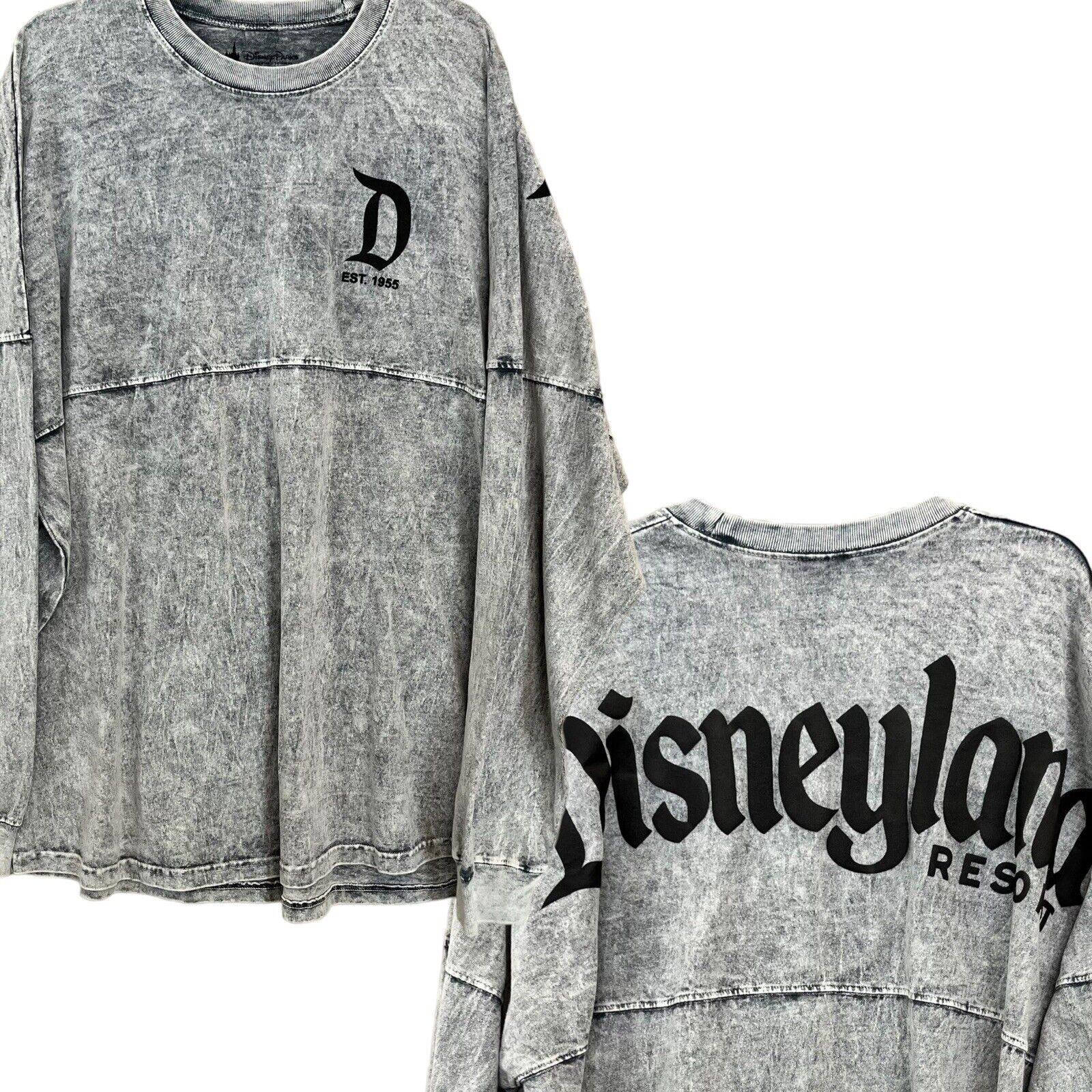 Disneyland Resort Spirit Jersey Adult 2XL Gray Acid Wash Long Sleeve Shirt NWT