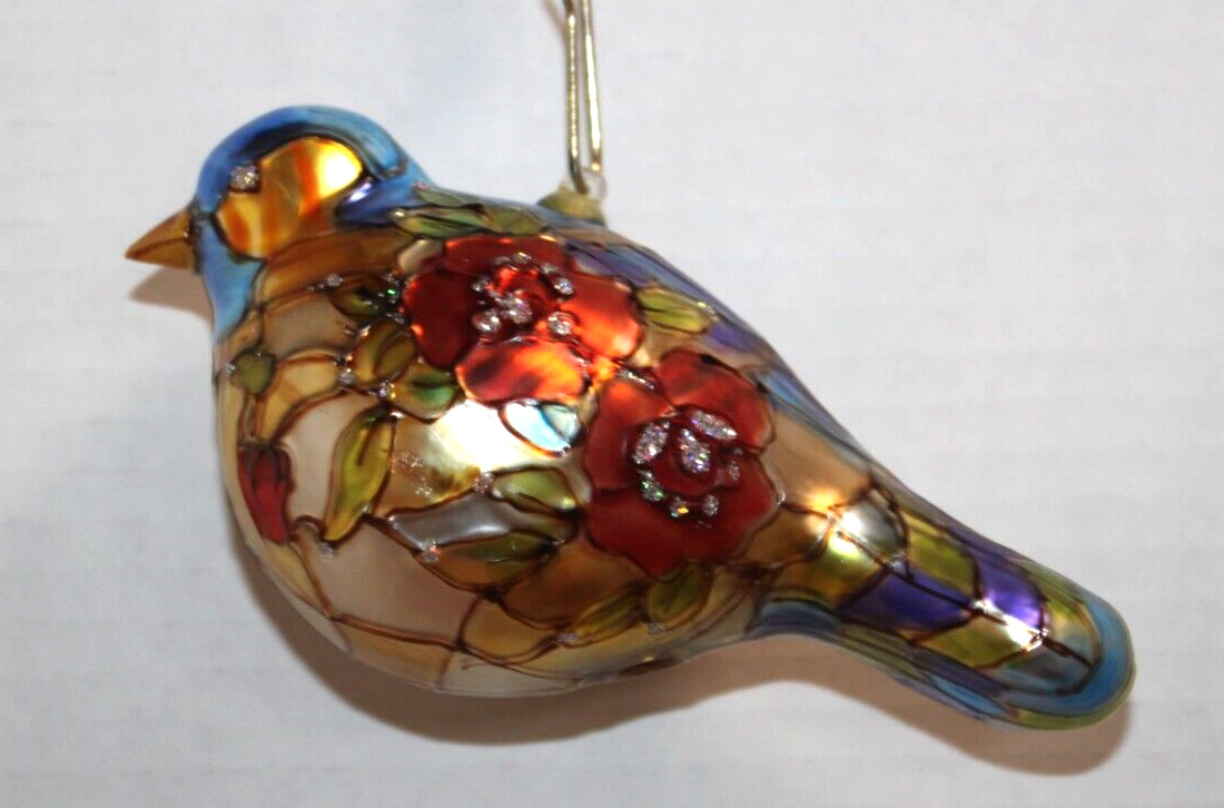 Vintage Figural Stained Glass Look Christmas Ornament