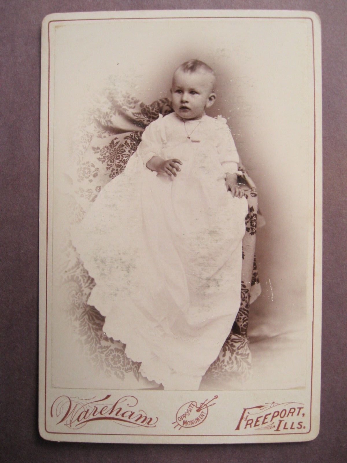 Vintage Cabinet Card Photo Victorian Young Child by Wareham from Freeport, IL.