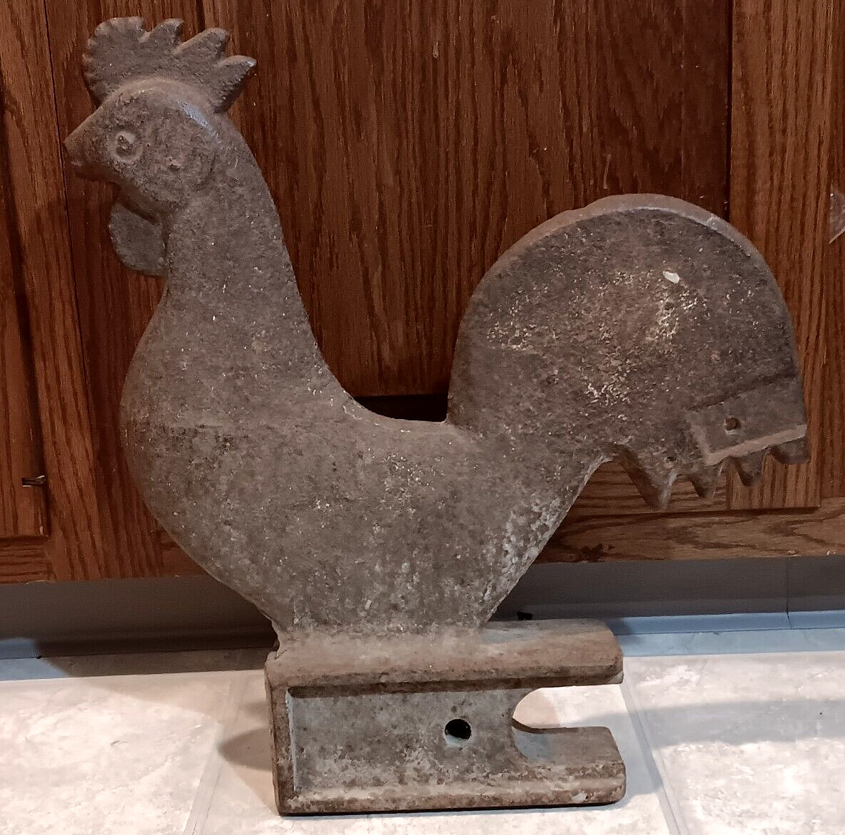 Antique Cast Iron Woodmance ROOSTER chicken WINDMILL WEIGHT HUGE 19\