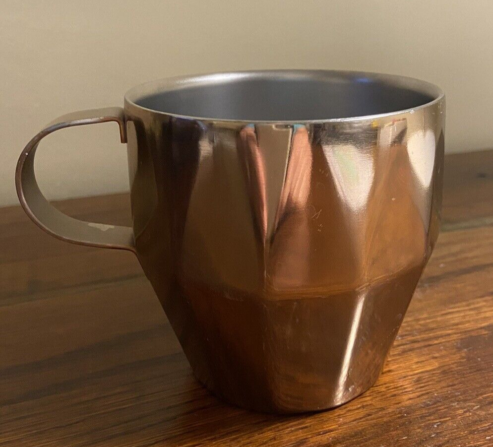 2014 Starbucks Travel Coffee Tea Mug Cup Geometric Copper Color 14 oz, used