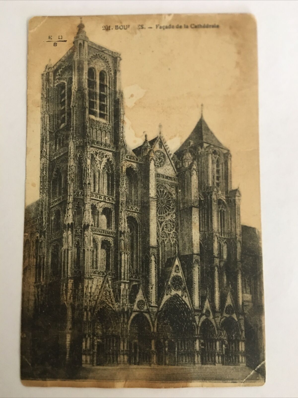 Bourges Facade De La Cathedrale Vintage Postcard