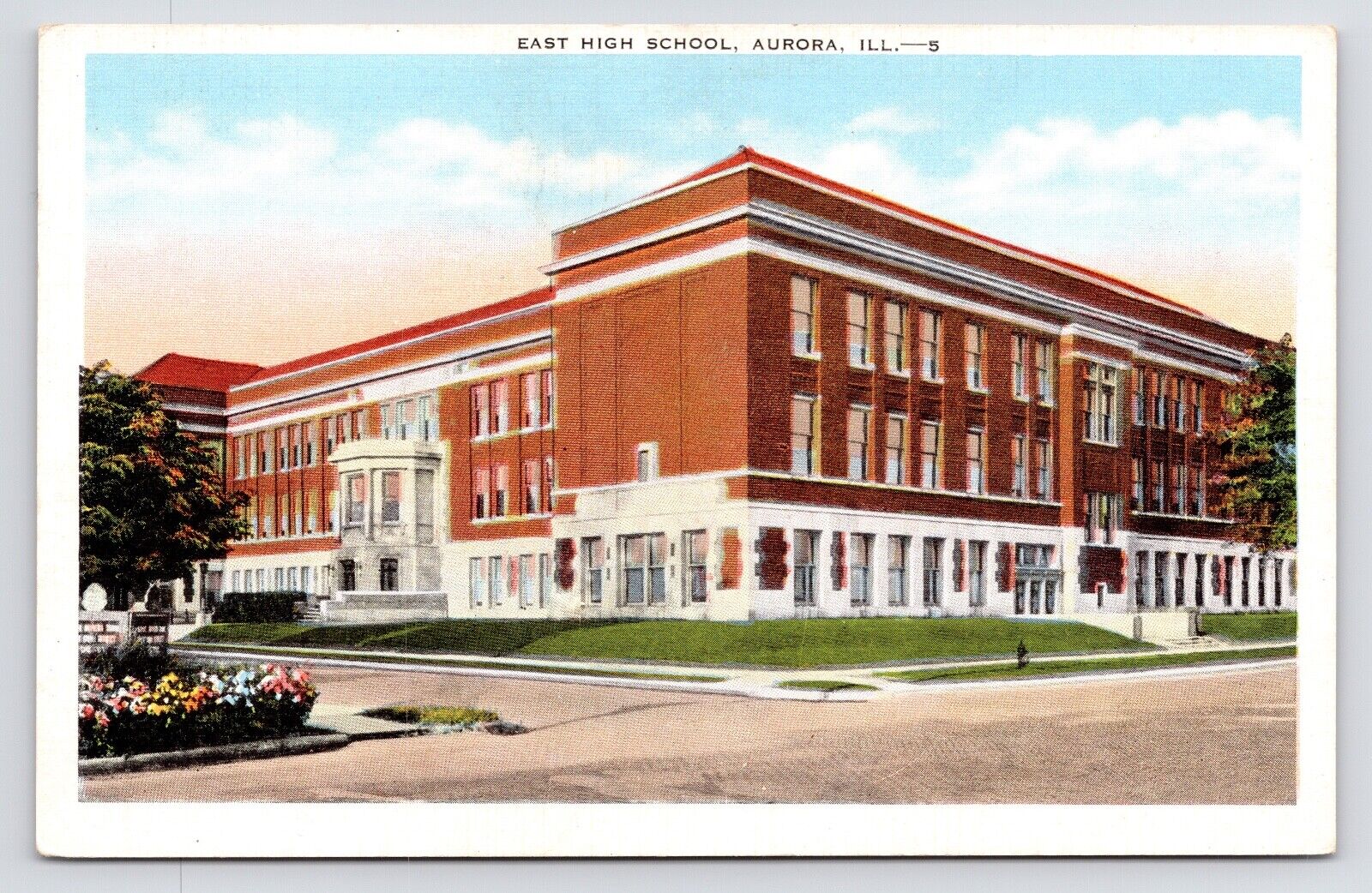 c1930s~East High School~EAS~Kane County~Aurora Illinois IL~Vintage Postcard