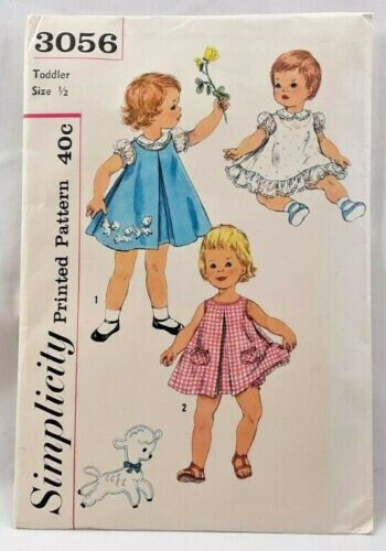 1959 Simplicity Sewing Pattern 3056 Toddlers Slip Dress Jumper Panties Vntg 7106