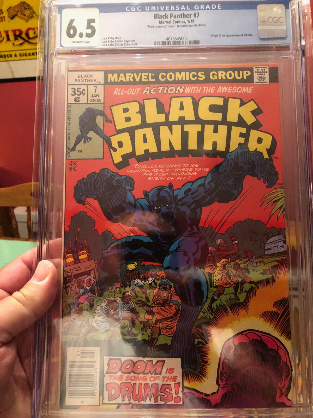 1978 Black Panther 7 CGC 6.5 MARK JEWELERS VARIANT MANUFACTURING ERROR READ