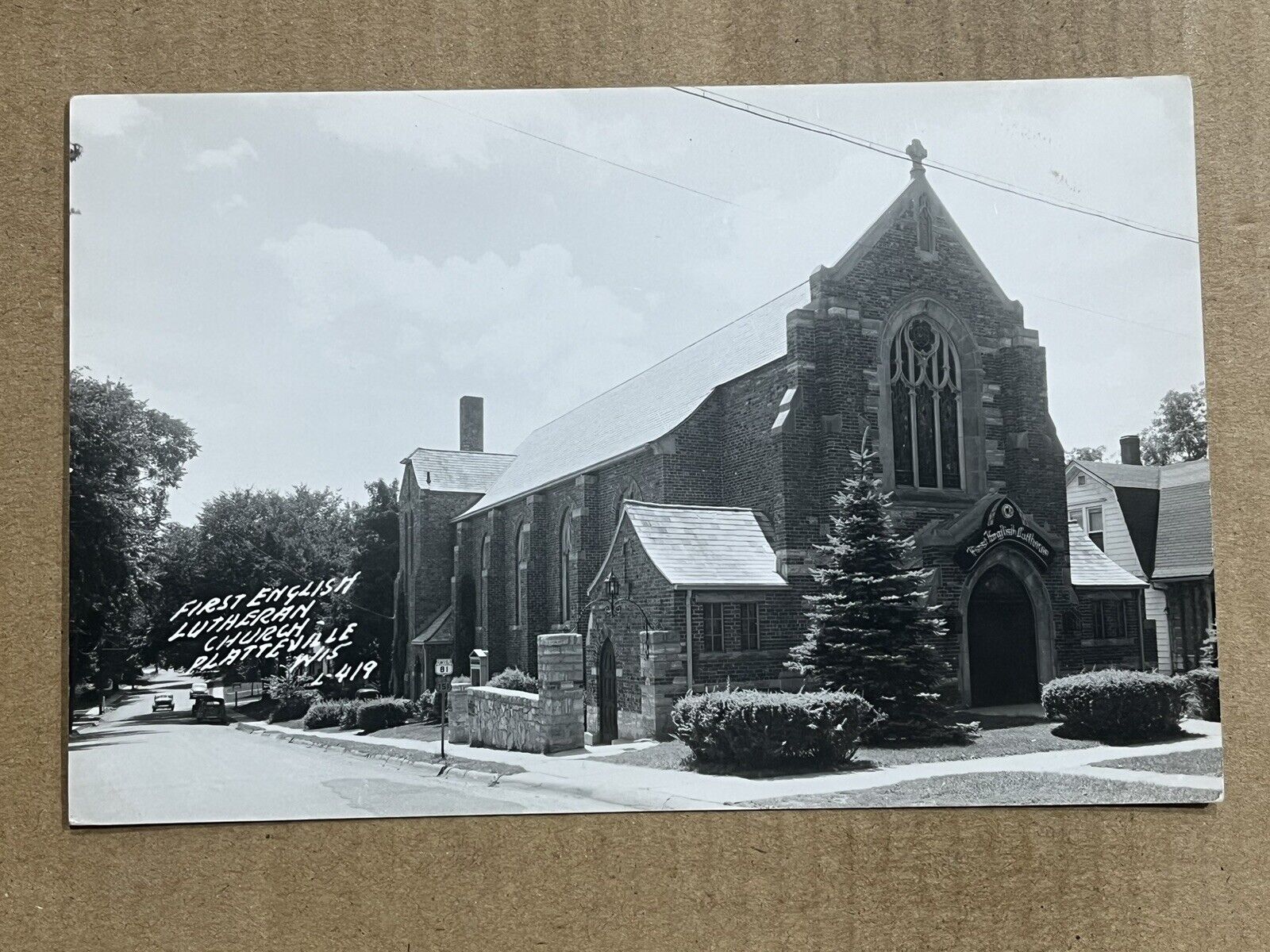 Postcard RPPC Platteville WI Wisconsin First English Lutheran Church Vintage PC