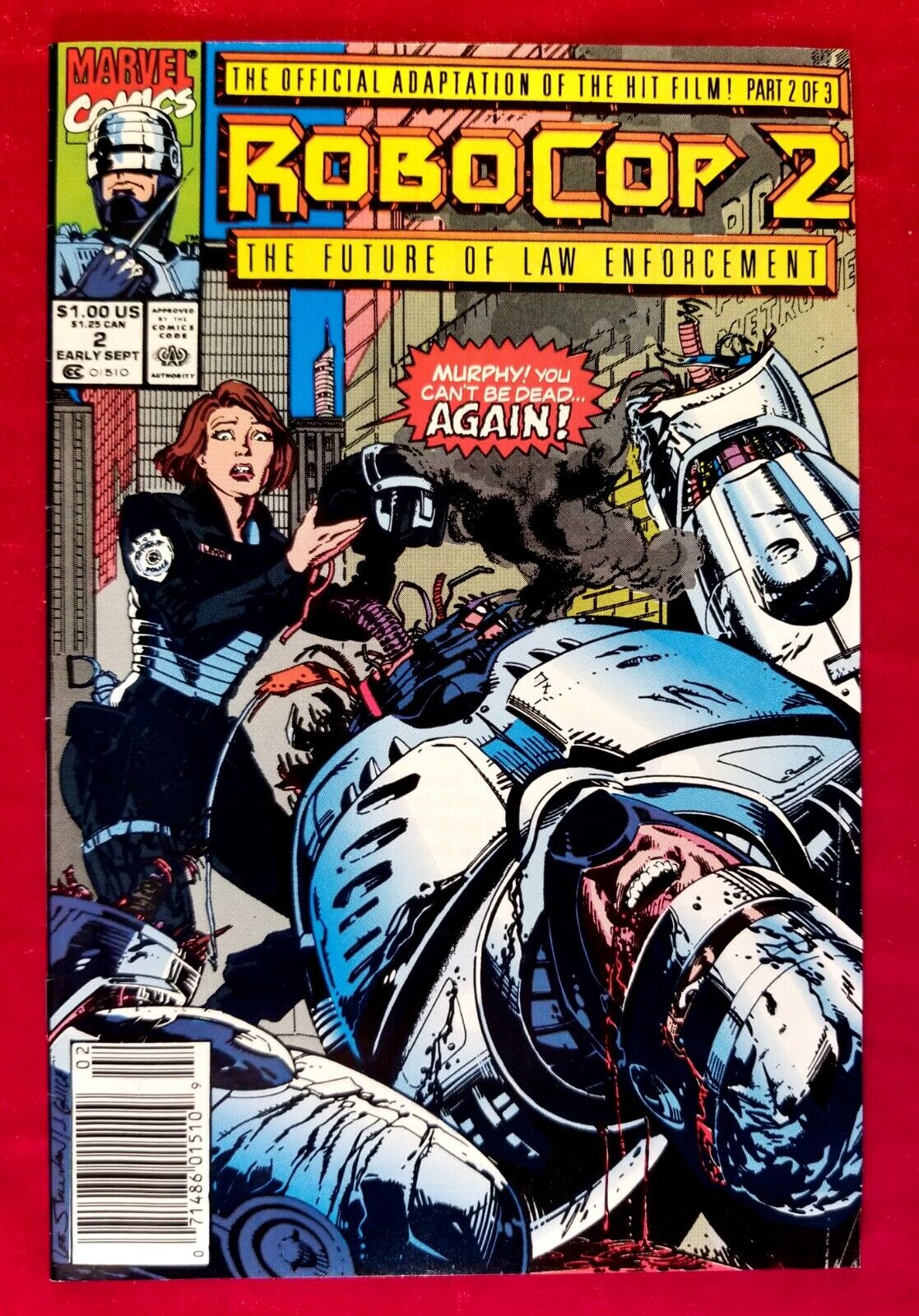 1990 ROBOCOP #2 Movie Newsstand Issue Marvel Comics vtg 90s key VIBRANT  Sci-Fi 