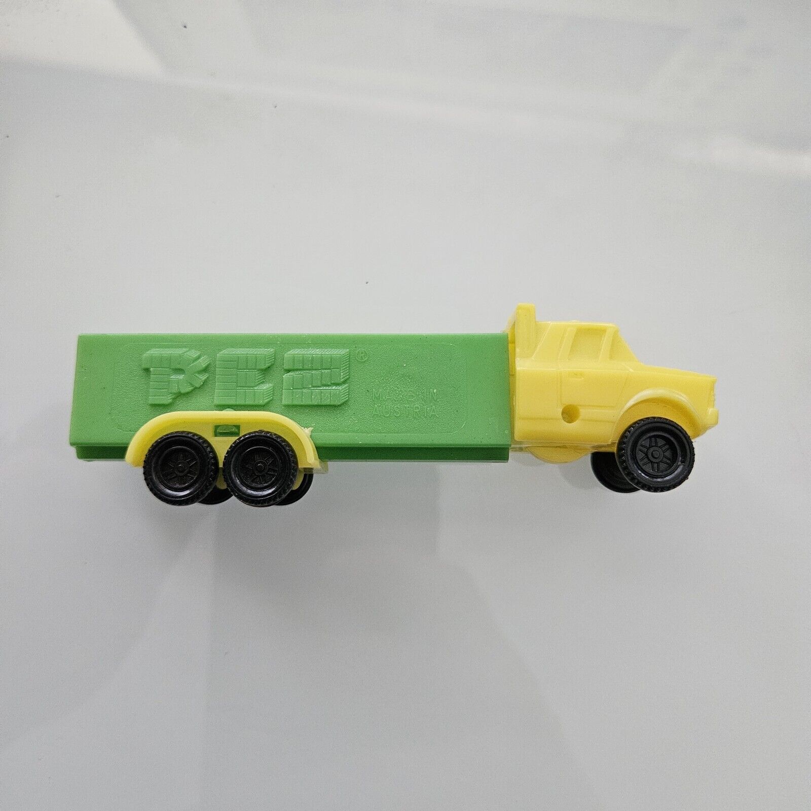Vintage Pez Dispenser - Truck - Yellow and Green - No feet made in Austria 
