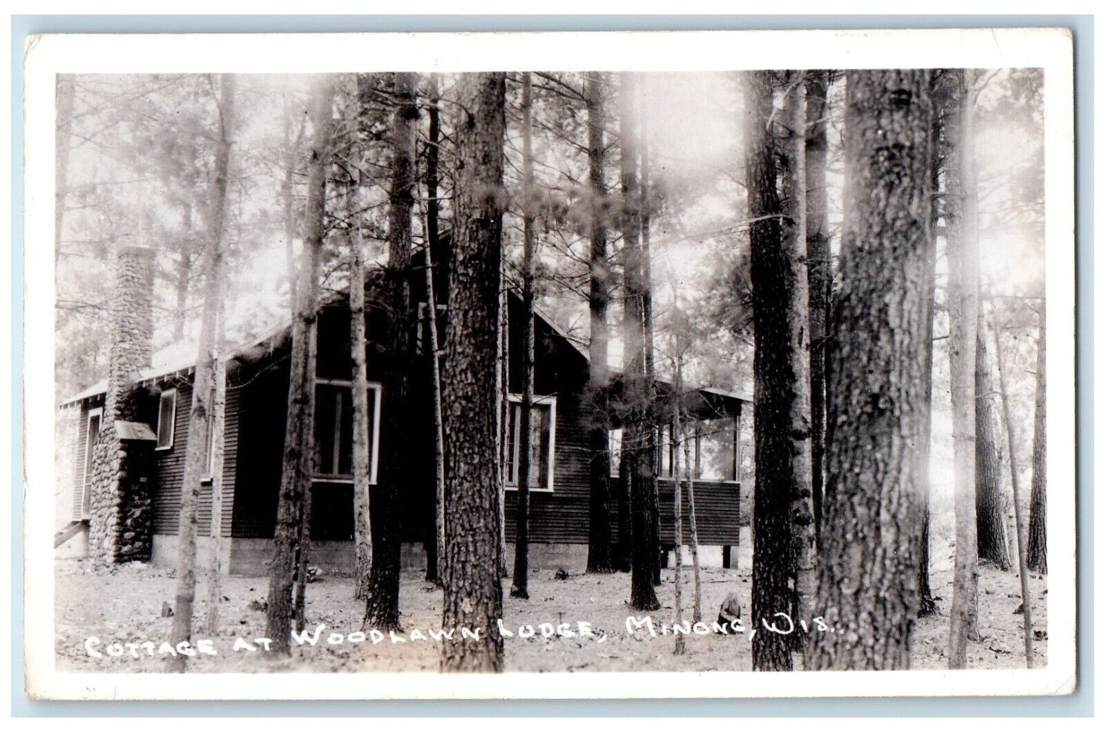 c1930\'s Cottage At Woodlawn Lodge Minong Wisconsin WI RPPC Photo Postcard