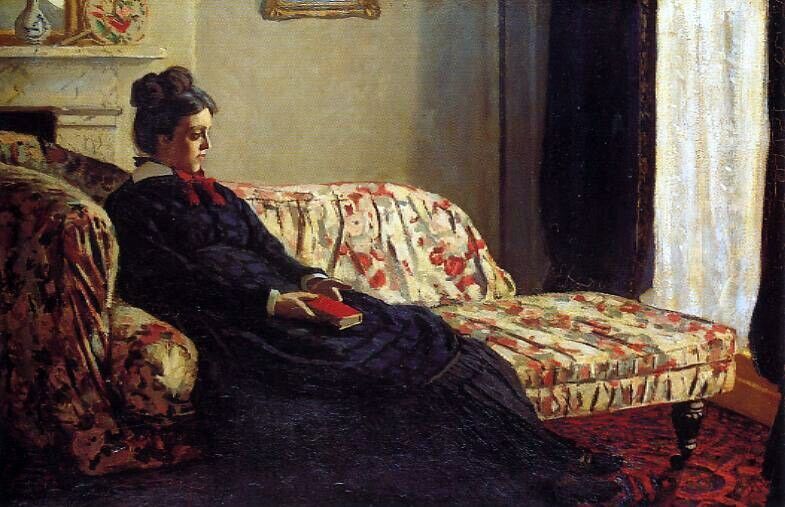 Dream-art Oil painting Meditation-Madame-Monet-Sitting-on-a-Sofa-1870-1871-Claud