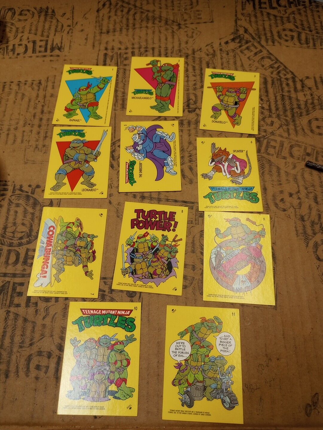 TMNT Tops Trading Cards Sticker Set Complete 1-11 1989