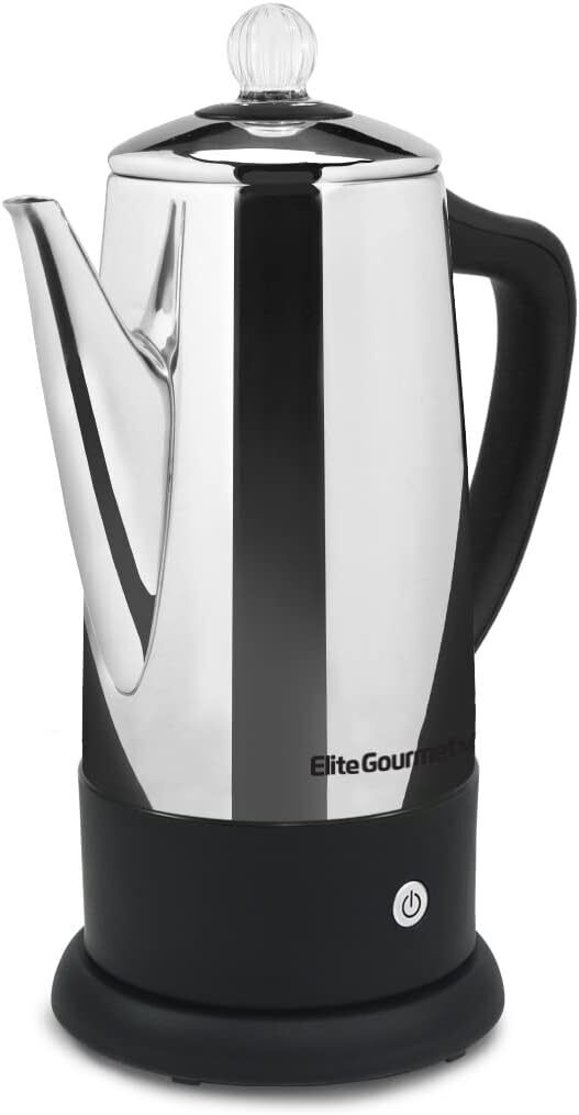 Electric 12-Cup Coffee Percolator with Keep Warm, Clear Brew Progress Knob