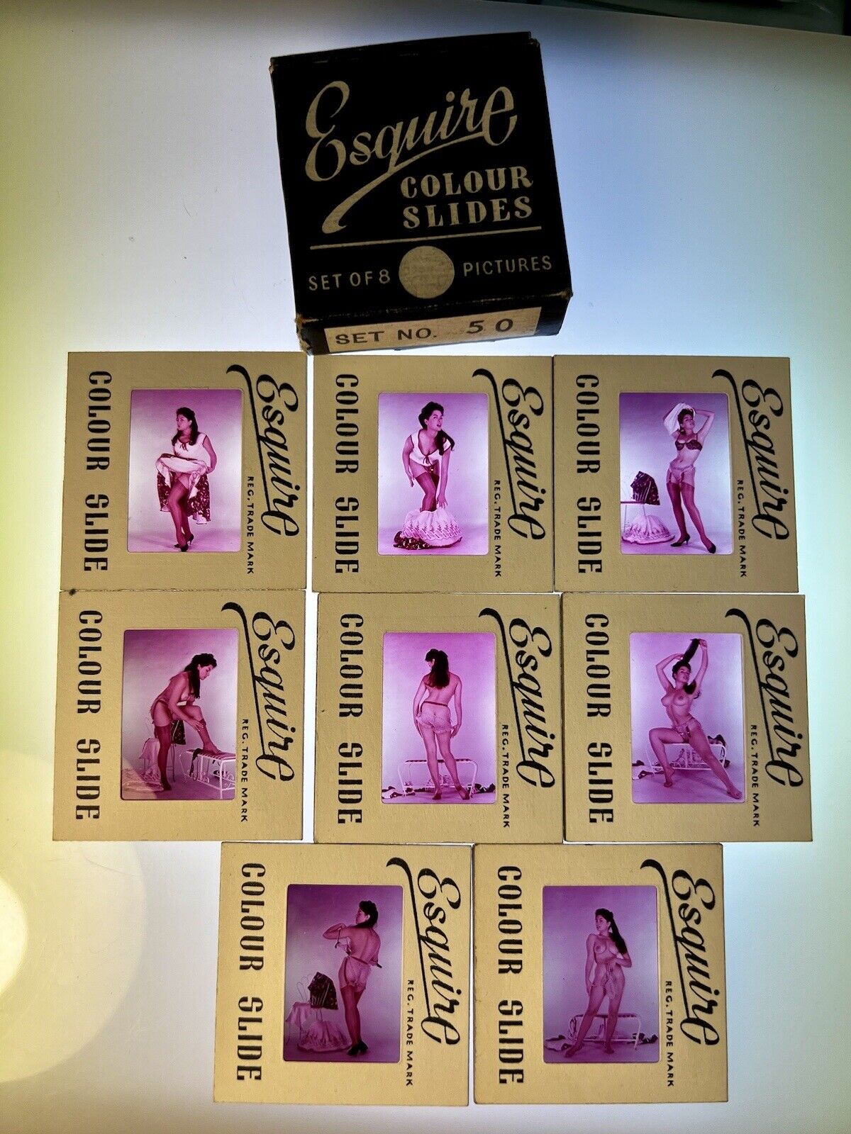 Vtg 60s 35mm June Palmer Slides Transparency Risque Pinup Busty Glamour Lot X8