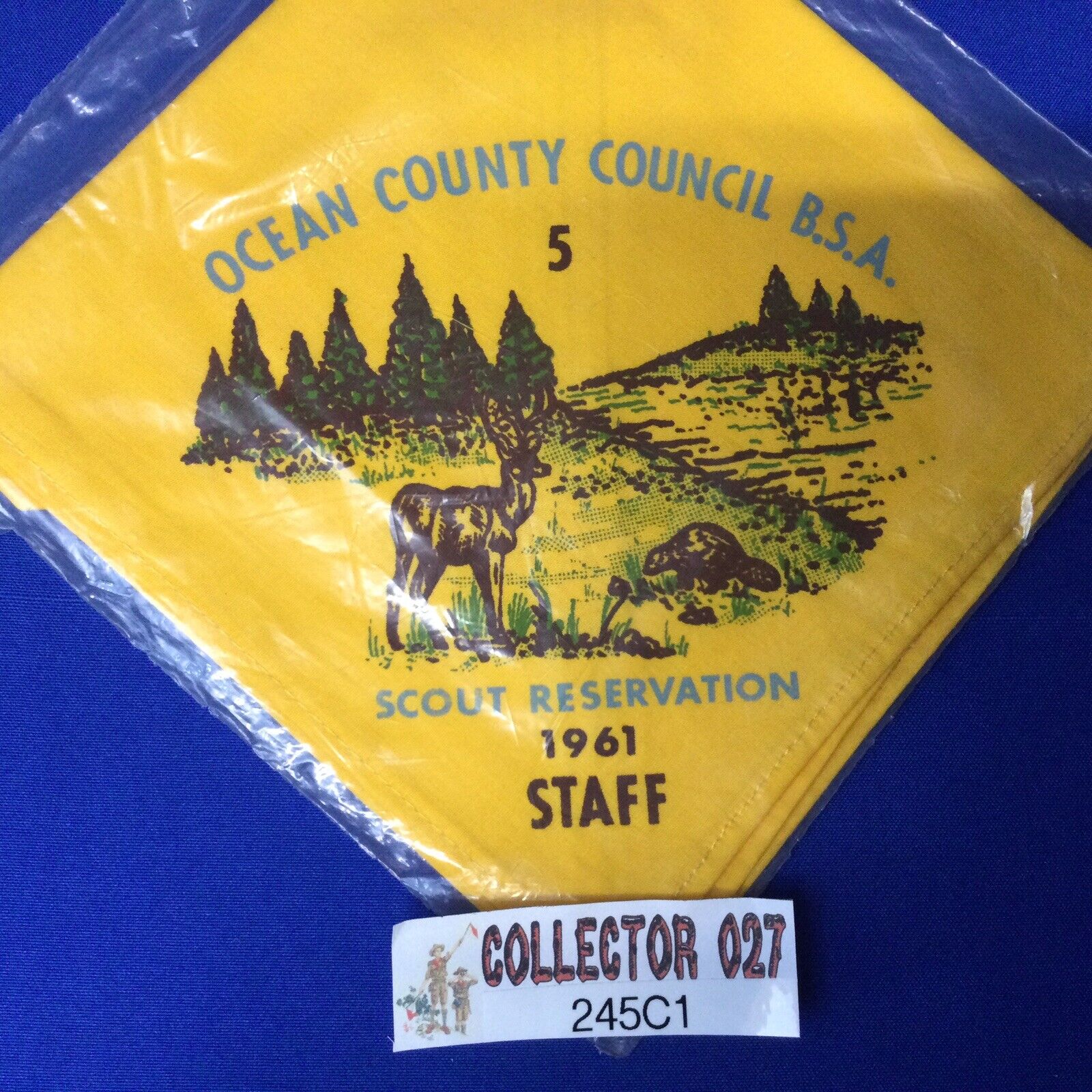 Boy Scout 1961 Ocean County Council Scout Reservation NJ Staff Neckerchief 245C1