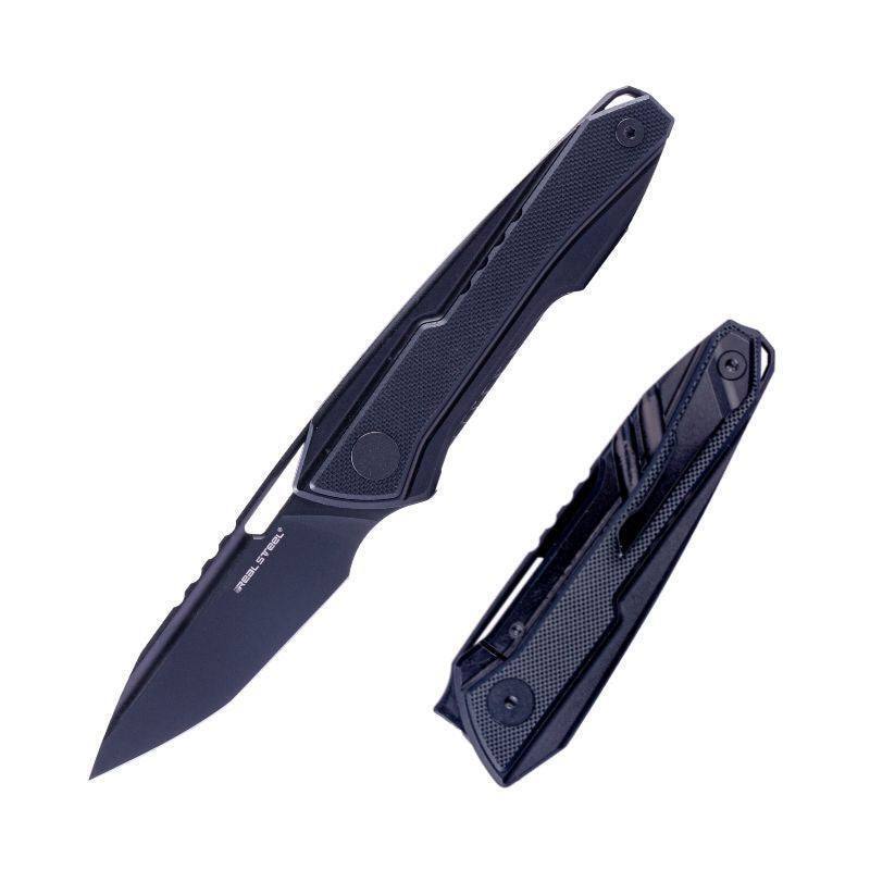 Real Steel Bullet Folding Knife Black Ti/G10 Handle S35VN Modified Tanto 5221B
