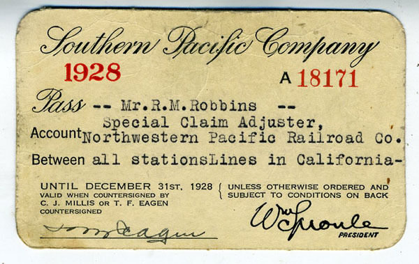 1928 Southern Pacific Railroad Co Pass NWP Agent (4)