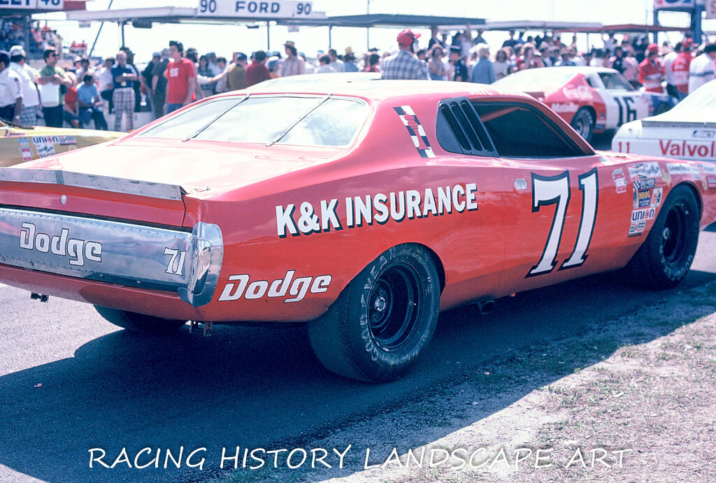 1975 DAYTONA 500 8x10 PHOTO #71 DAVE MARCIS K&K INSURANCE DODGE MOPAR RACING 71