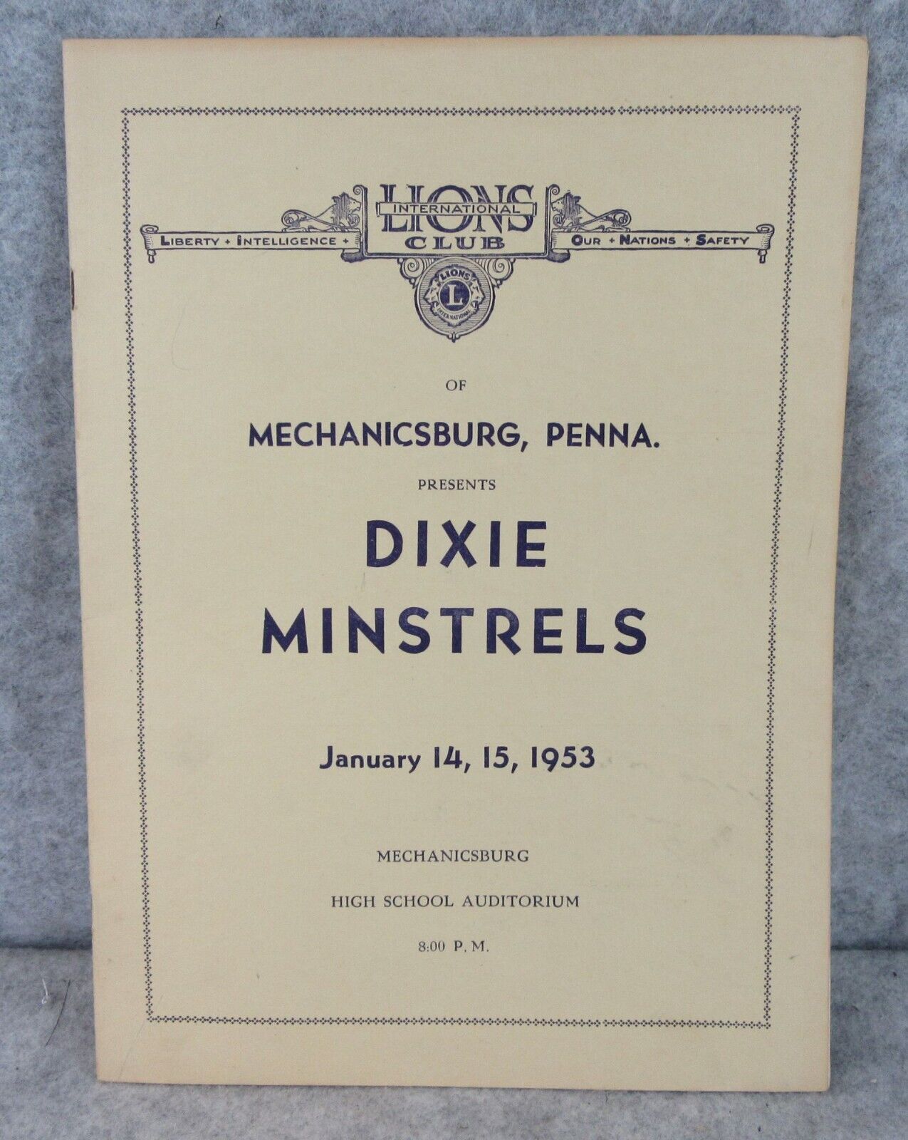 Vintage 1954 Dixie Minstrels Program Book Lions Club Mechanicsburg Pa