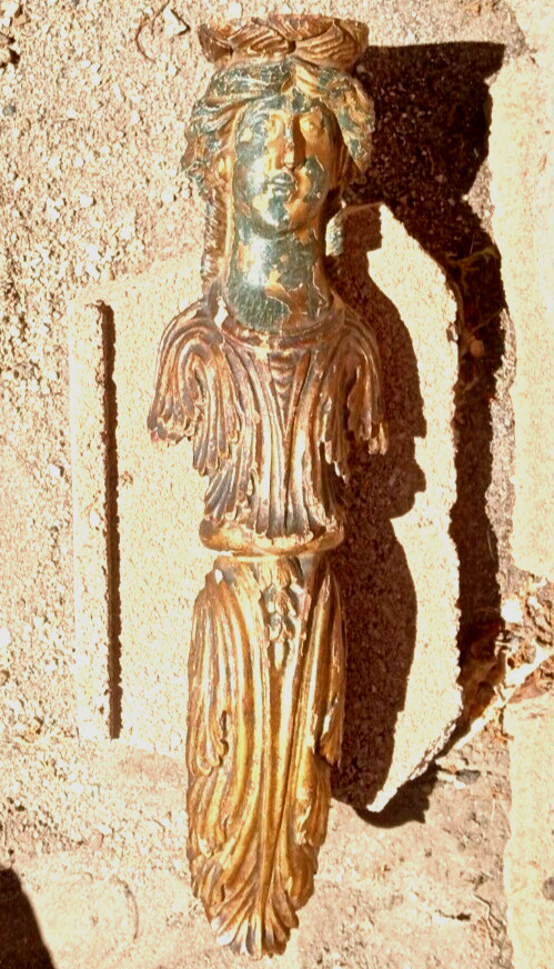 Very Old Carved Wood Caryatid Figure 16\