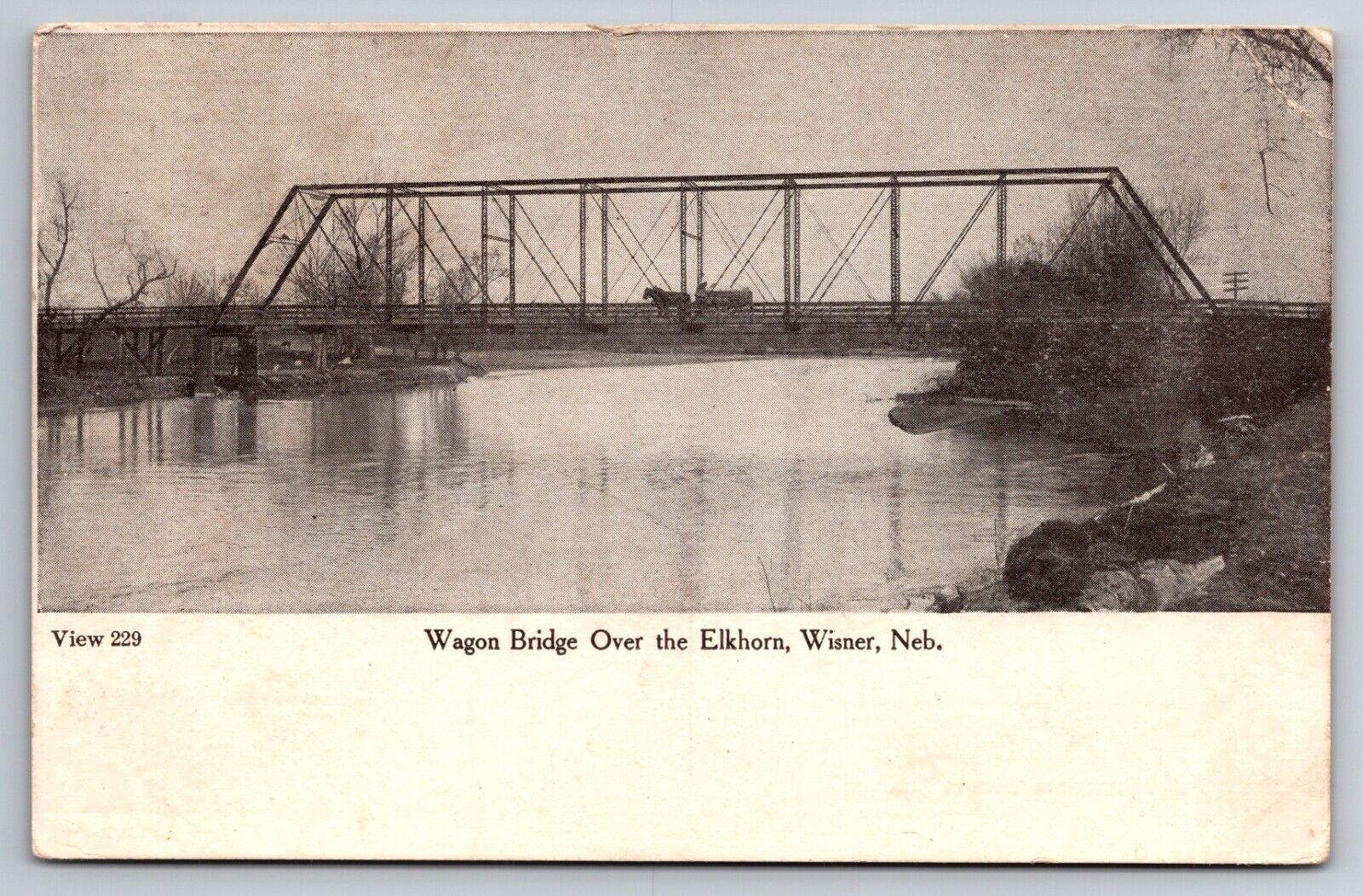 Wagon Bridge Over the Elkhorn River Wisner Nebraska NE 1908 Postcard
