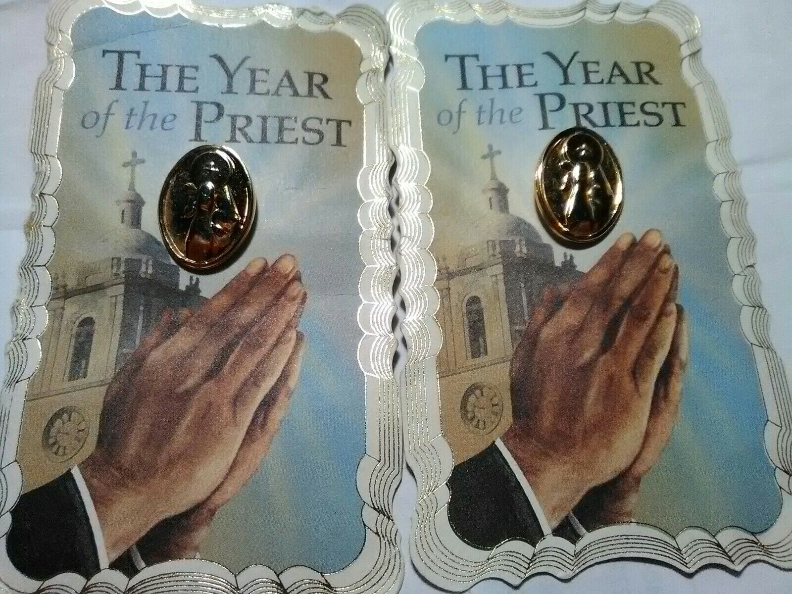 2 Lot Super Rare Vtg Original Religious Pins Communion The Year Of The Priest