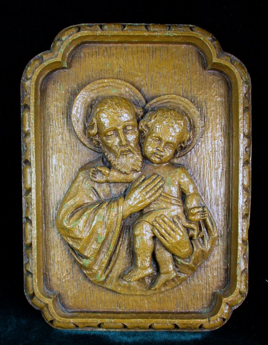 Barwood Boynton Co St JOSEPH holding Baby JESUS Plaque 6 3/4 x 5\