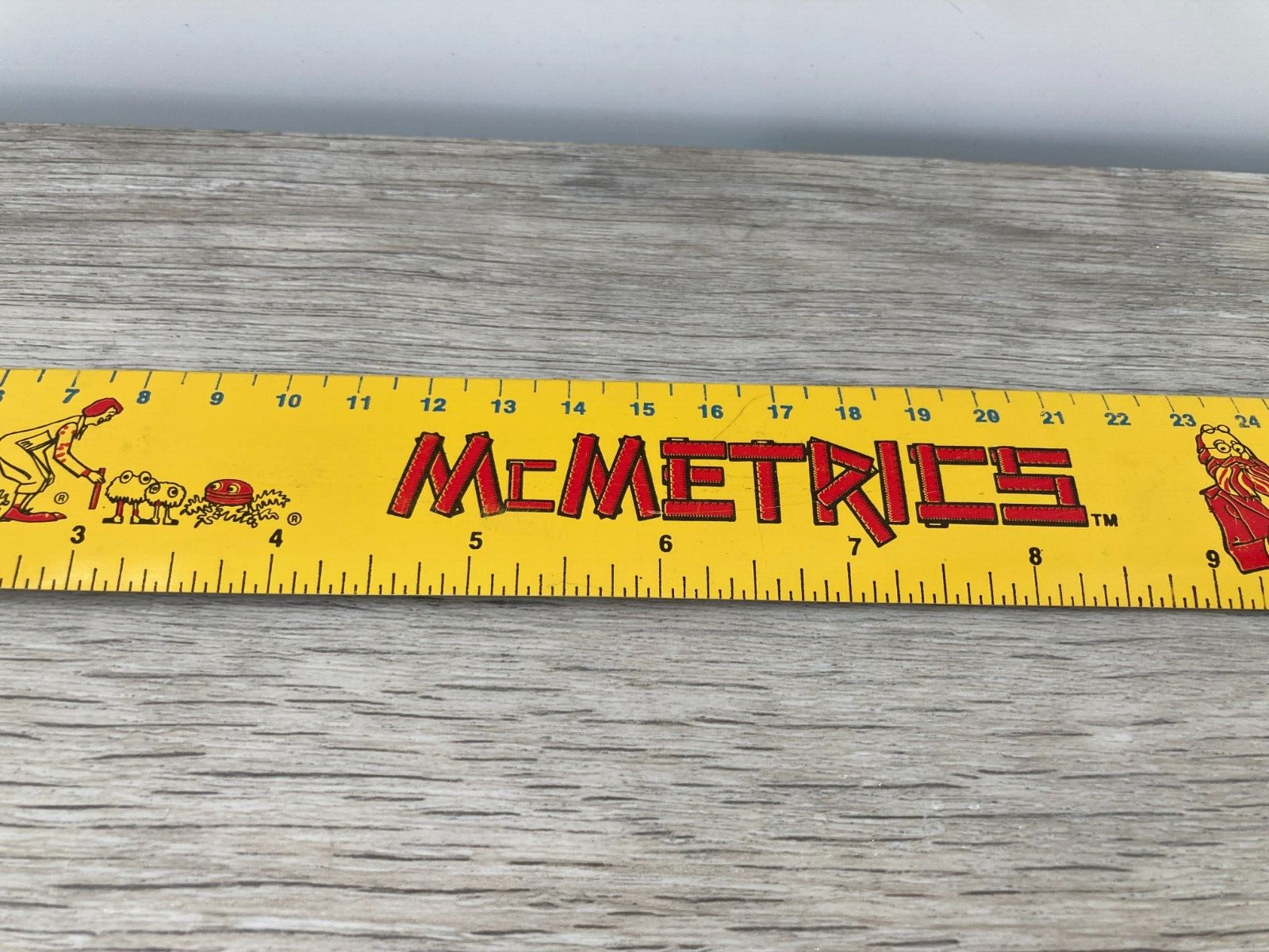 Vintage McDonalds McMetrics Metal Colorful Ruler Cartoon Advertising Retro Kids