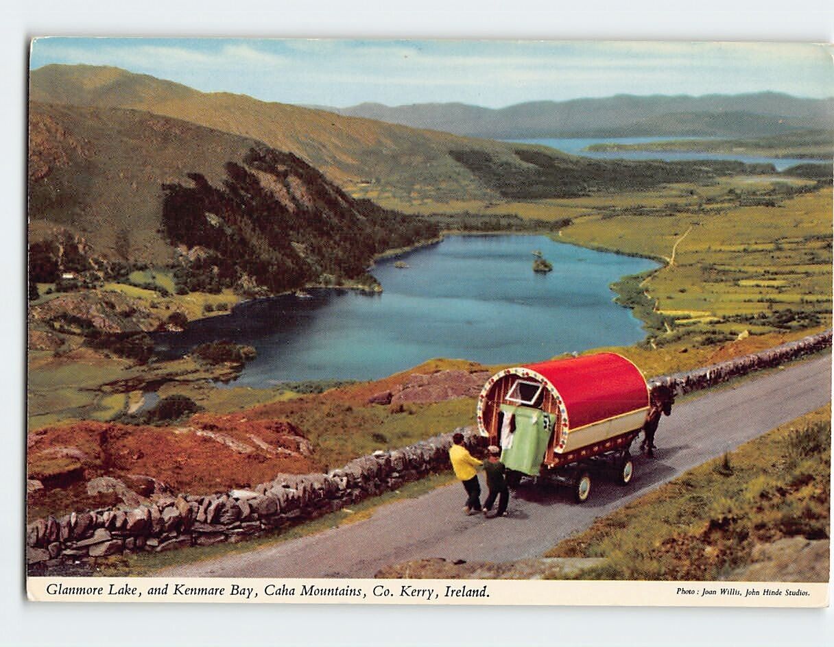 Postcard Glanmore Lake, and Kenmare Bay, Caha Mountains, Ireland