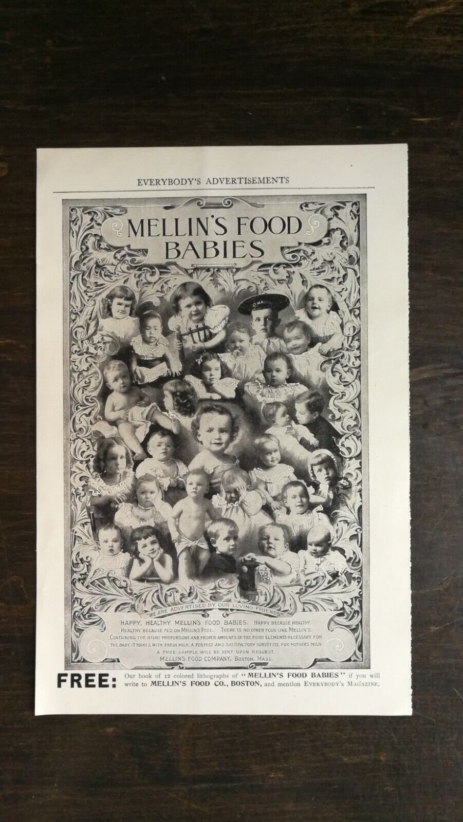 Vintage 1899 Mellin\'s Food Babies Full Page Original Ad 721