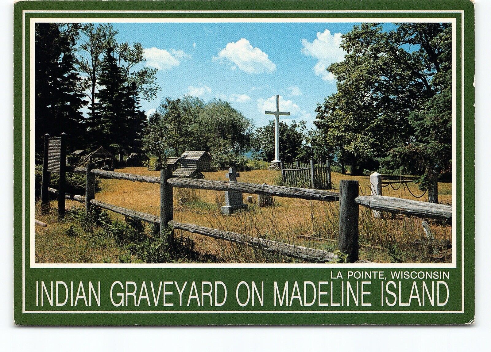 Indian Graveyard On Madeline Island La Pointe Wisconsin WI Cont Postcard Vtg