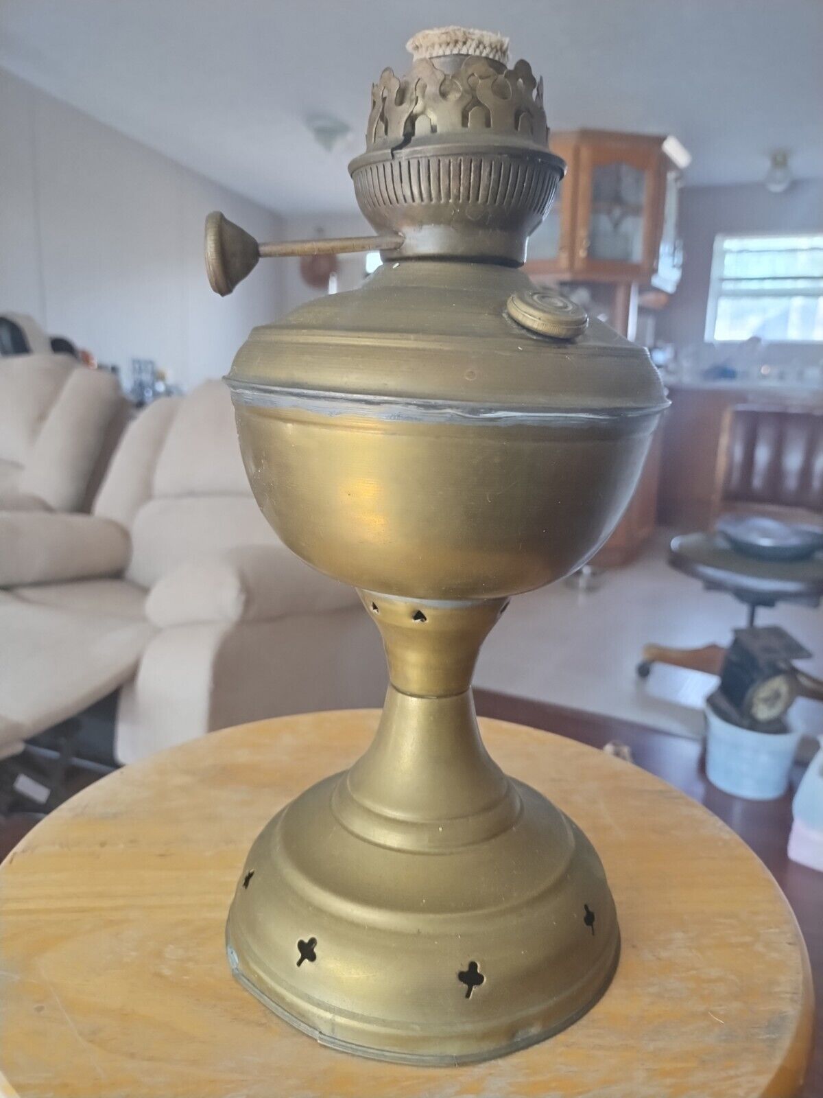 Antique Brass Oil Kerosene Lamp Russian? 12\