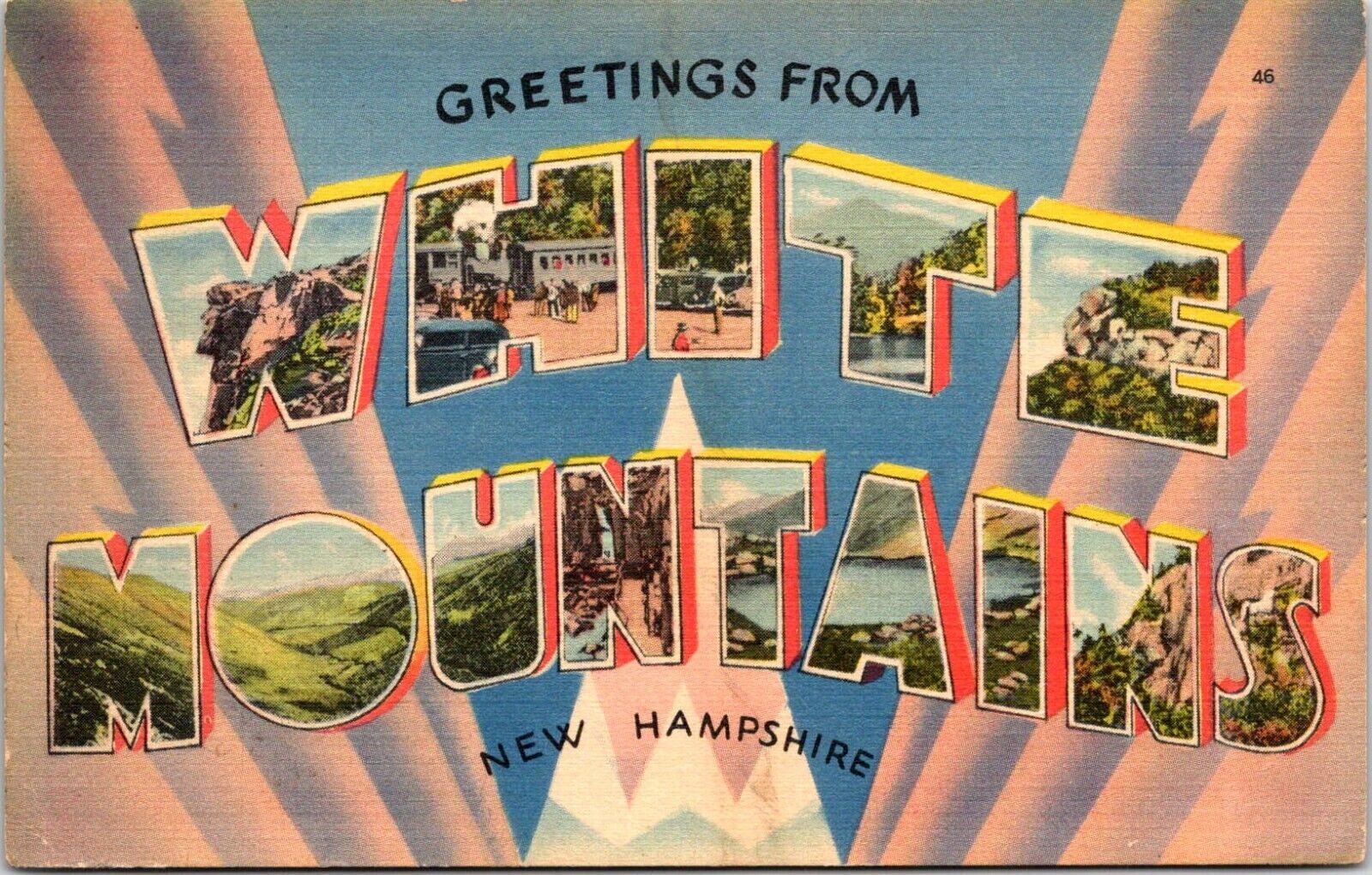 Postcard 1939 White Mountain Greetings New Hampshire A105