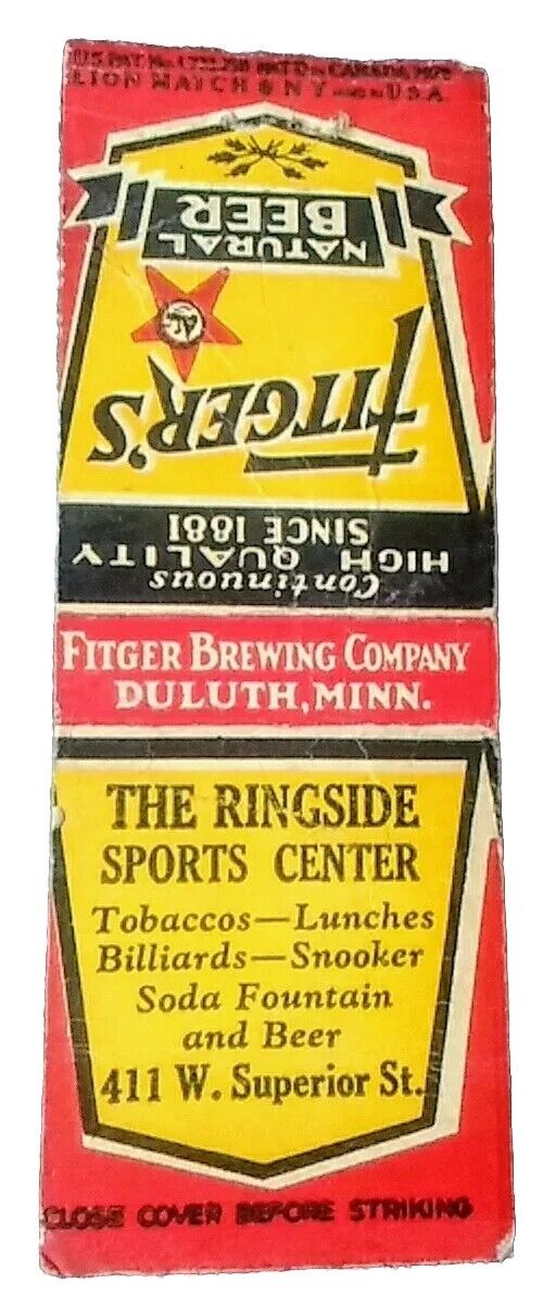 The Ringside Sports Center Fitger\'s Brewing Co Beer Duluth,Minnesota Match Cover