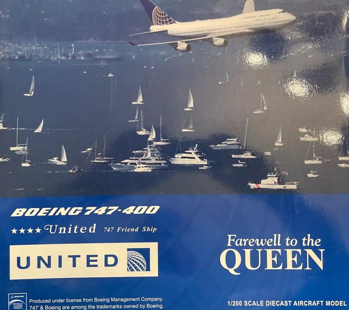 1/200 JC Wings-United B747-400- “FAREWELL TO THE QUEEN” #N118UA- Flaps Up-NIB😊