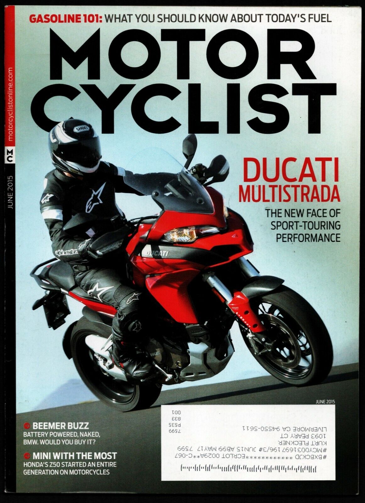 JUNE 2015 MOTORCYCLIST MAGAZINE, DUCATI MULTISTRADA, YAMAHA YZF-R3, GSX-R750