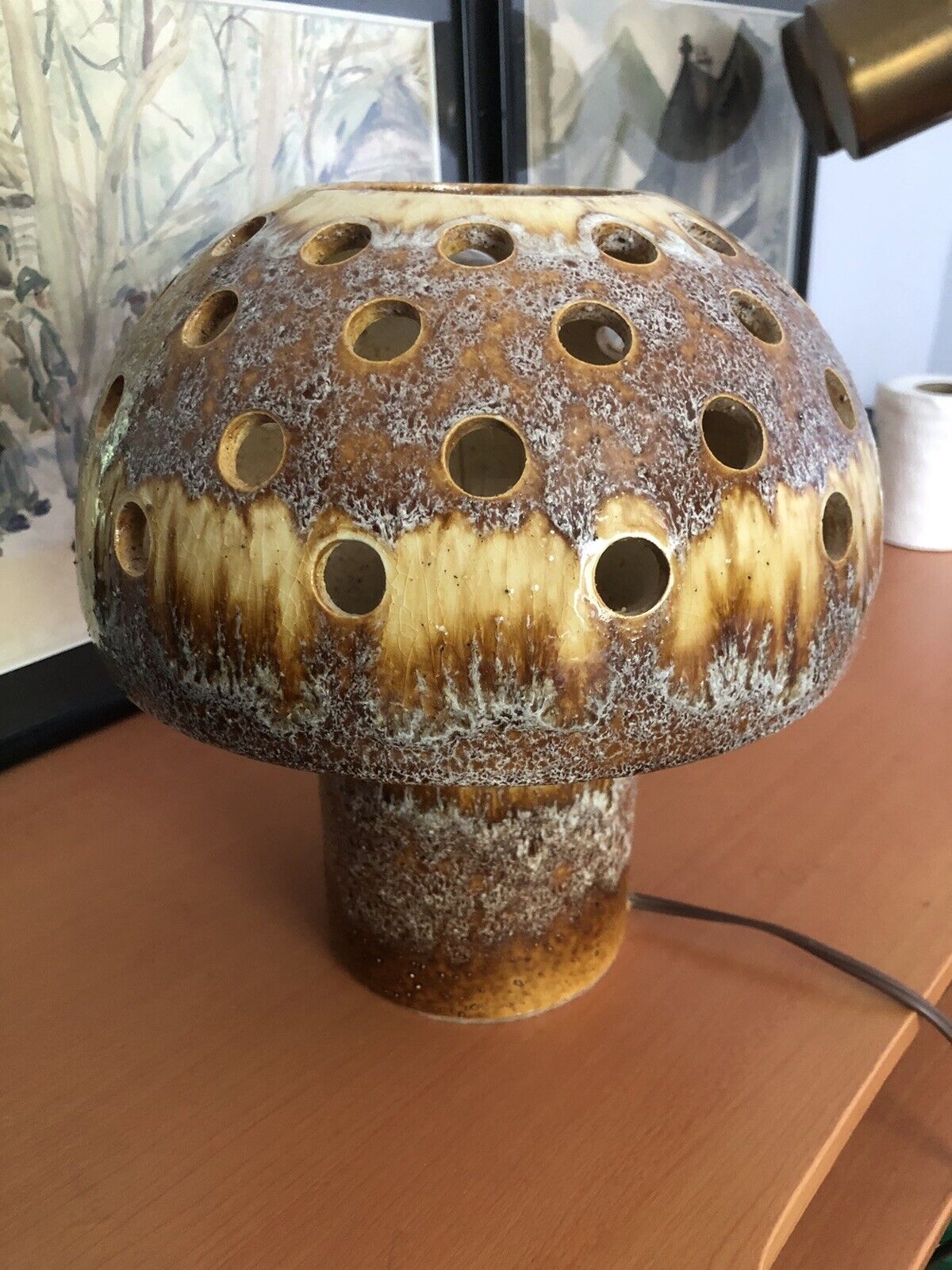 Maurice Chalvignac Mid Century Mushroom Lamp Excellent Rare