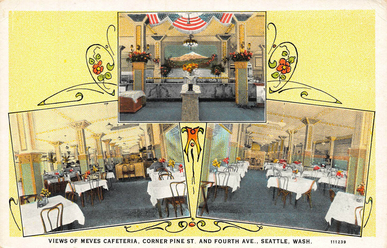 Meves Cafeteria, Corner of Pine Street & 4th Ave., Seattle, Washington, Unused, 