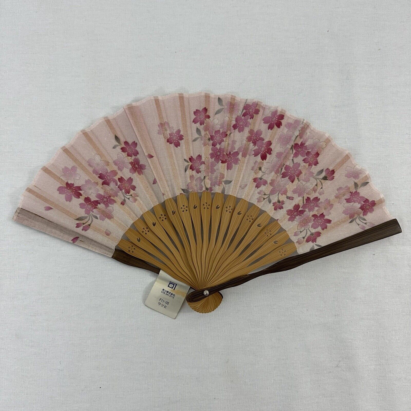 Vintage Hand Painted Rose Flower Sakura Japan Paper Bamboo Hand Fan Utsuhi