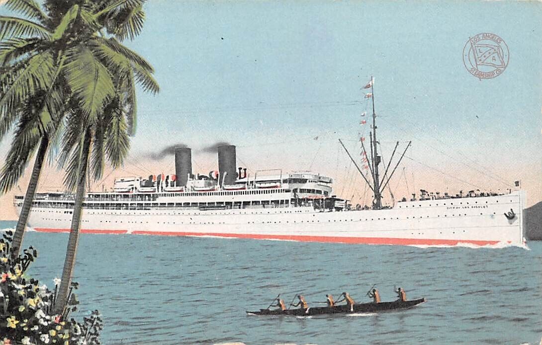 SS CITY OF LOS ANGELES AT SEA, LOS ANGELES SHIPPING CO ~ used 1920s