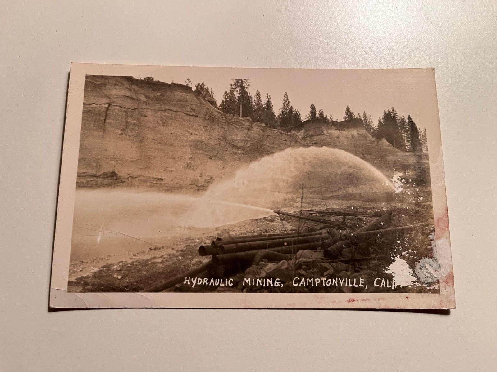 RPPC Camptonville California Hydraulic Mining Scene 1940s era