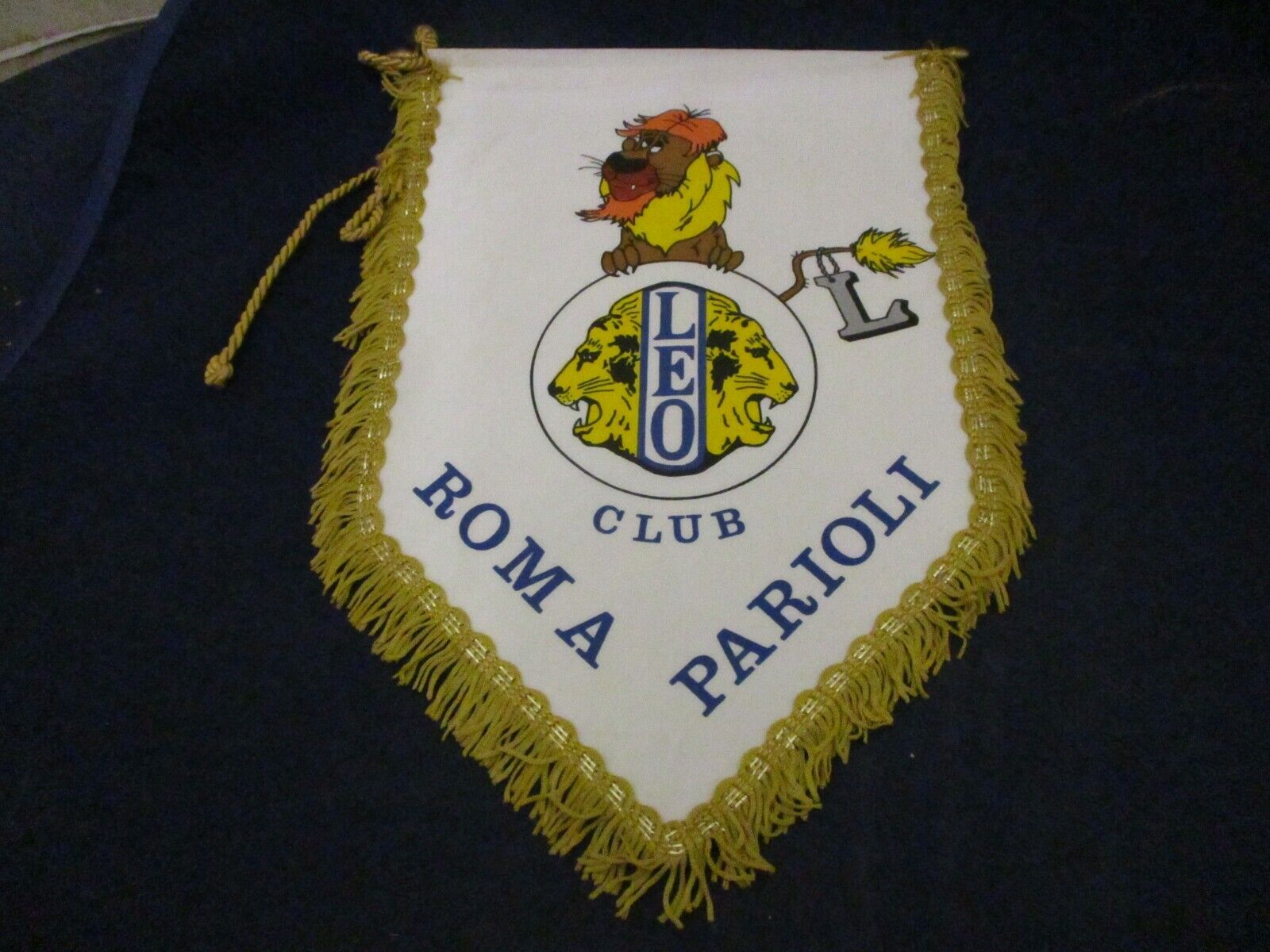 Vintage Lions Club International Banner Flag 1996 Parioli Roma Italy SIGNED 
