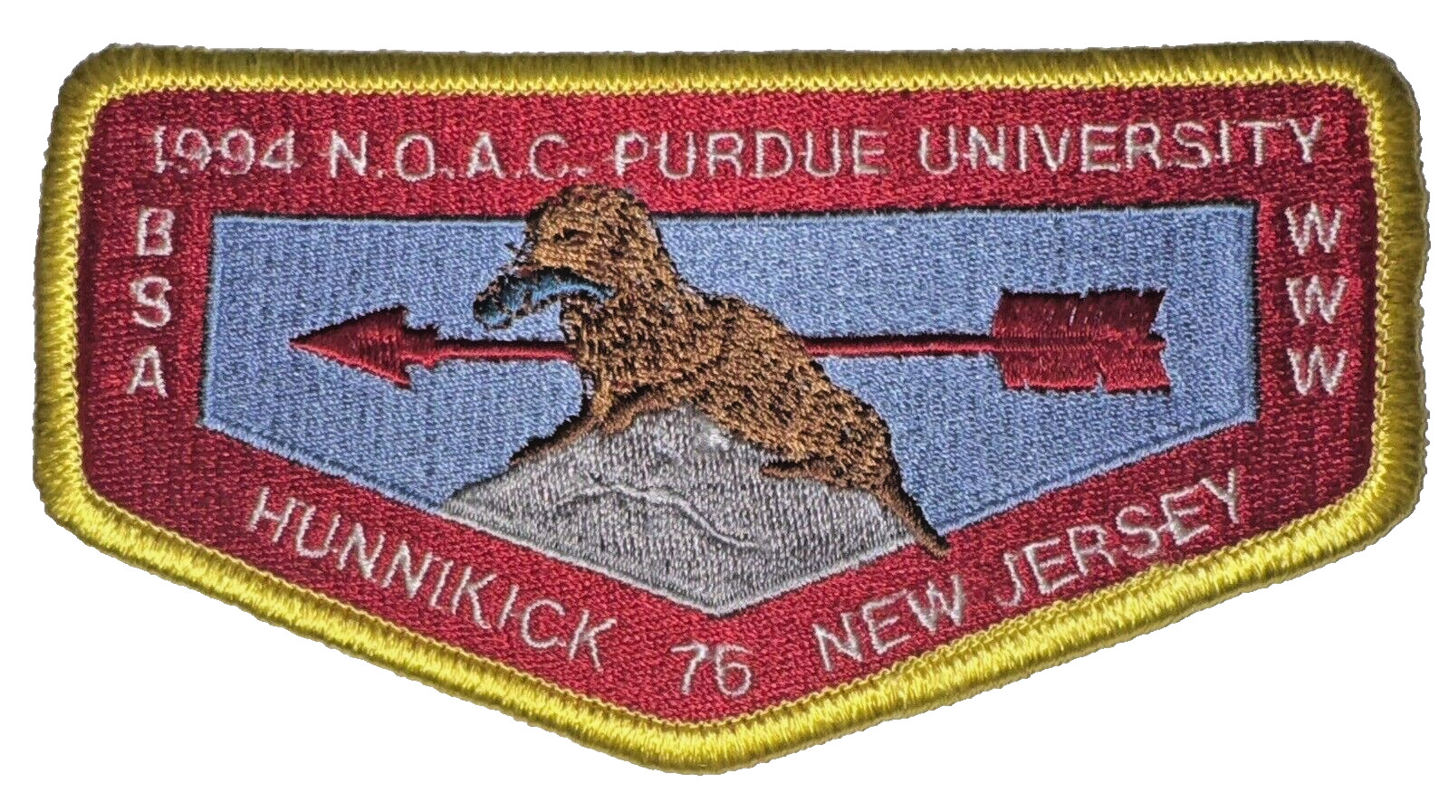 Lodge # 76 Hunnikick S-17 1994 NOAC National Order of the Arrow Lodge Flap MINT
