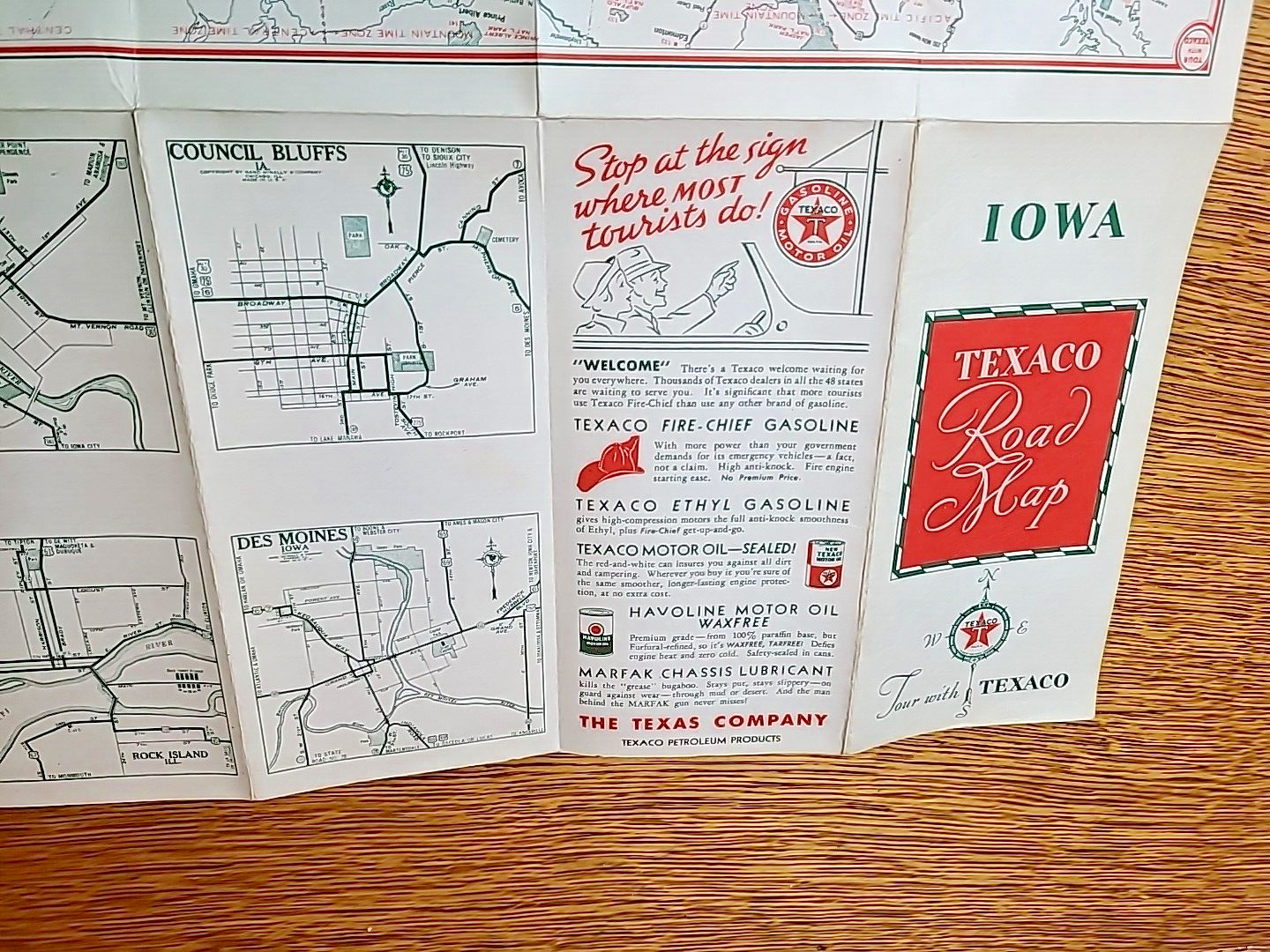 1936 Iowa Texaco Road Map