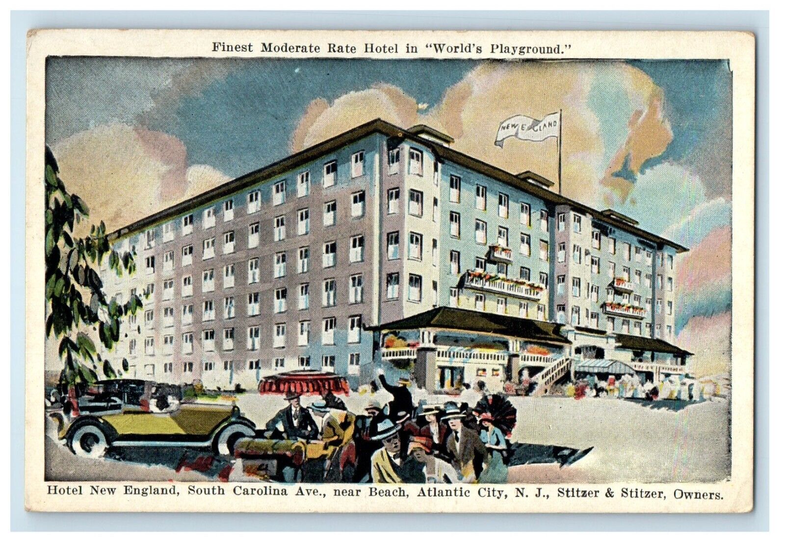 c1940\'s Hotel New England South Carolina Avenue Near Atlantic City NJ Postcard